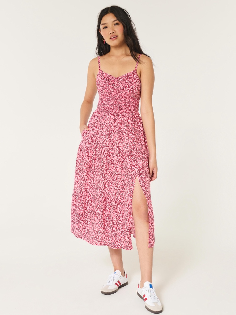 Hollister Smocked Waist Crisscross Back Midi Dress